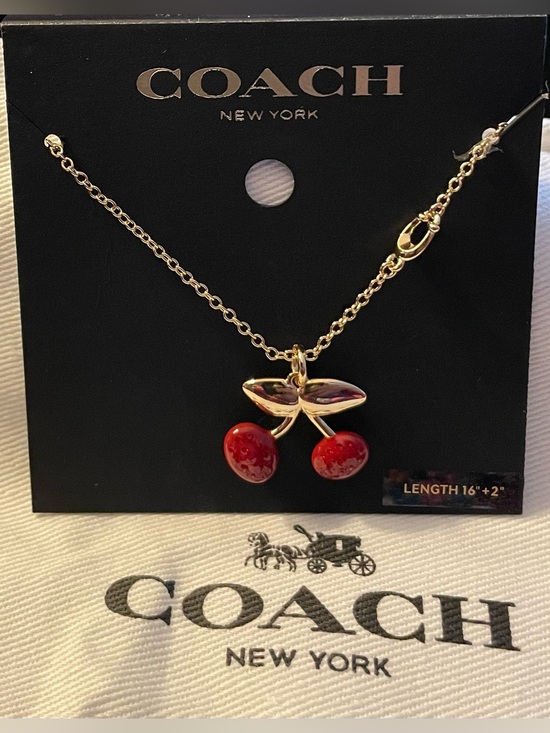 Coach Jewelry - Coach Gold‑Tone Cherry Pendant Necklace – Red Enamel